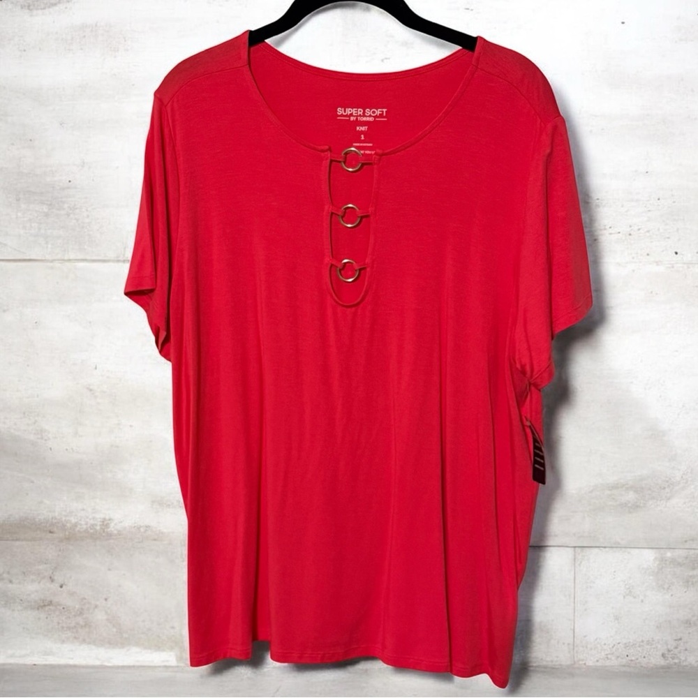 Torrid Pink Super Soft Knit Top With Silver Ring Detail